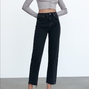 High rise black straight Zara jeans